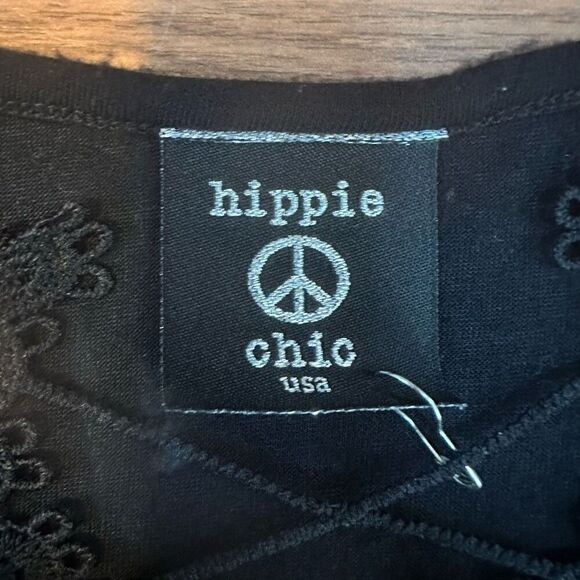Hippie Chic Long Sleeve black shirt women size L - Picture 10 of 12